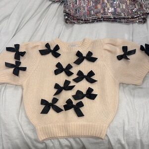 & Other Stories Cream Sweater with Black Bows
